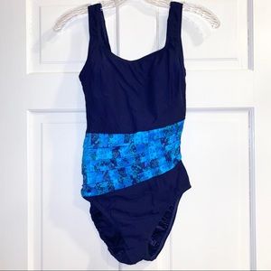 Vintage Blue One Piece Bathing Suit